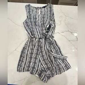 As U Wish Black and White Striped Romper